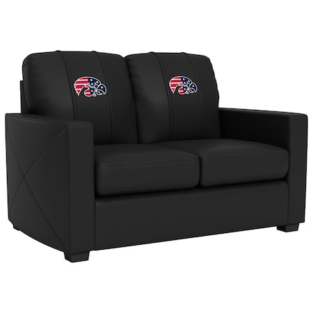 Dreamseat Silver Loveseat with Iowa Hawkeyes Patriotic Primary Logo XZ7759003LSCDBK-PSCOL13522